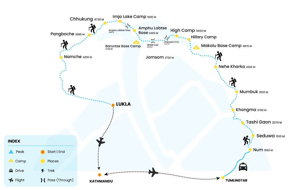 Itinerary MAKALU BASE CAMP SHERPANI COL TREK (6150M)